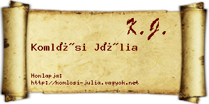Komlósi Júlia névjegykártya