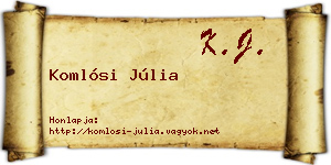 Komlósi Júlia névjegykártya